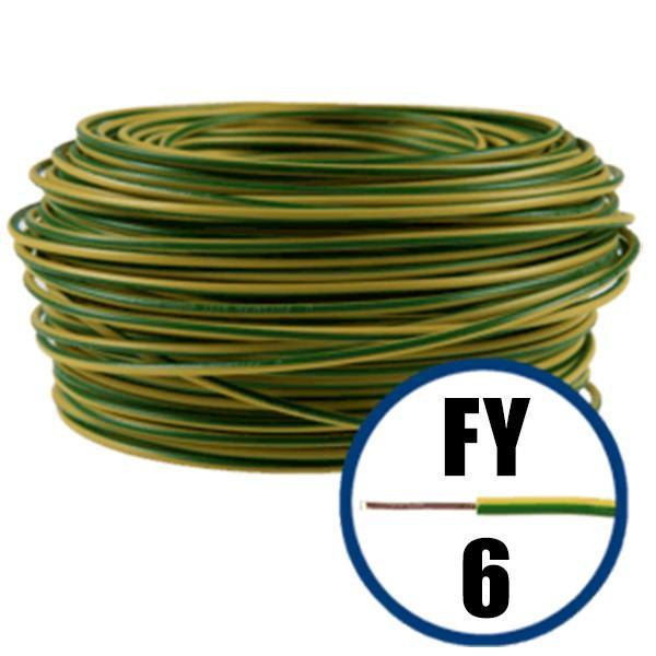 Cablu electric FY (H07V-U) 6 mmp, izolatie PVC, galben-verde