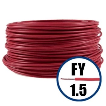 Conductor electric FY (H07V-U) 1.5 mmp, izolație PVC, roșu