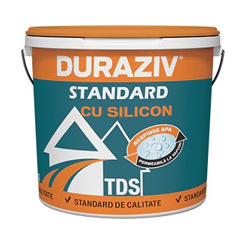 DURAZIV Standard cu Silicon - Tencuială decorativă structurată bază albă, gruarz 2 mm, 25 kg
