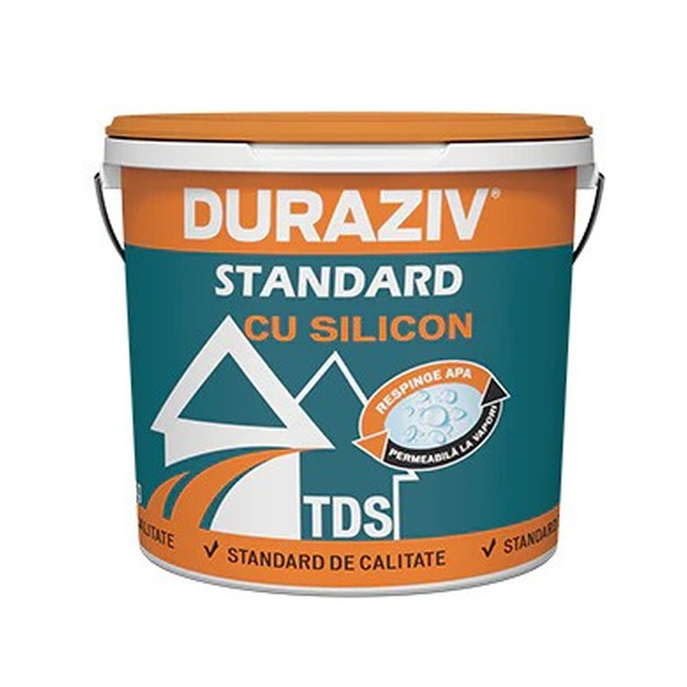 DURAZIV Standard cu Silicon - Tencuială decorativă structurată bază albă, guarz 2 mm, 25 kg