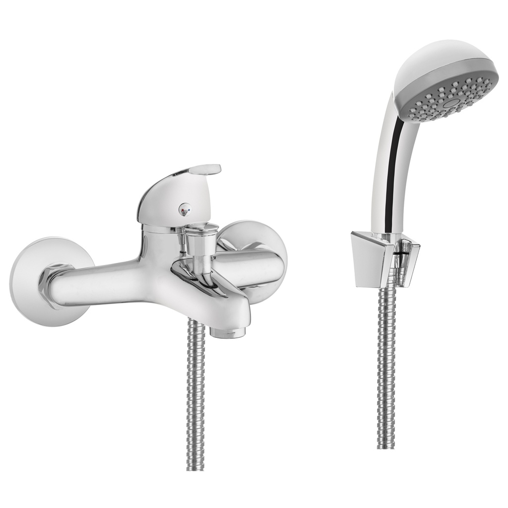 Set baterie dus cu para, UN, Plastic/Crom, Argintiu