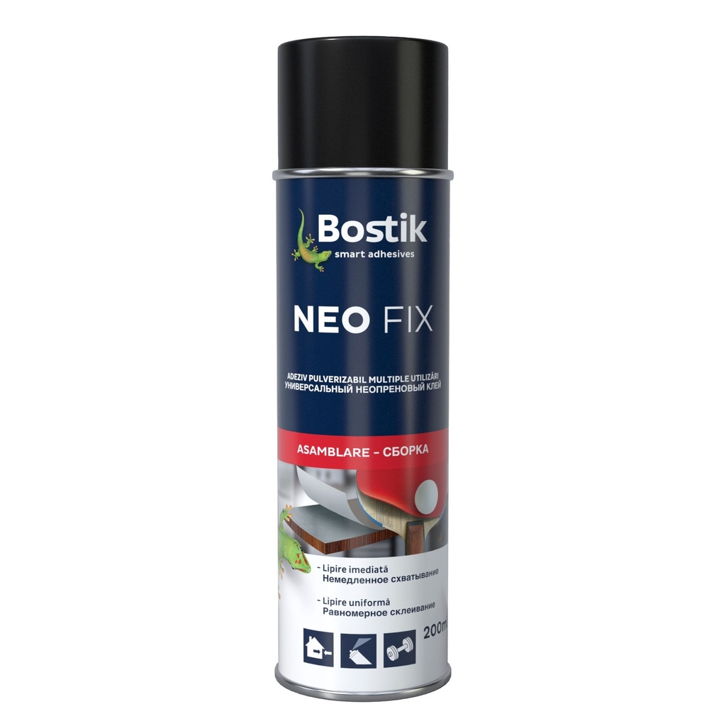 Spray adeziv pentru suprafețe multiple, Bostik Neo Fix galben pai, 200 ml