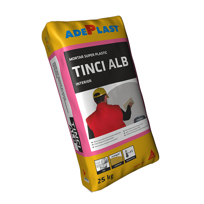 Tinci ADEPLAST mortar super-plastic pentru tencuieli și reparații interiore și exterioare alb 25 kg