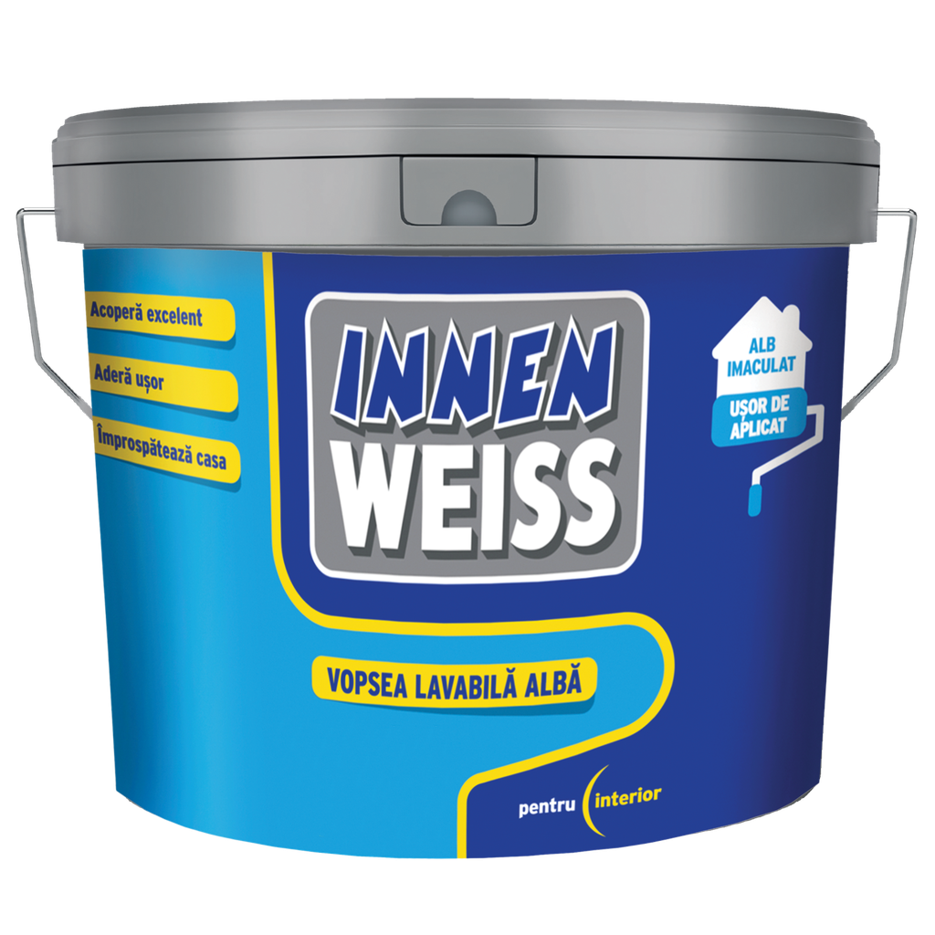 Vopsea lavabilă albă Innenweiss pentru interior, 8.5 l