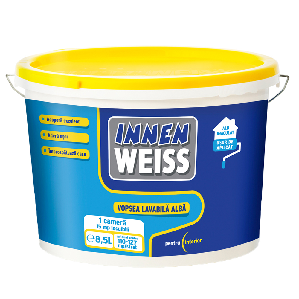 Vopsea lavabilă albă Innenweiss pentru interior, 8.5 l