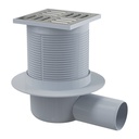Sifon pardoseala 105×105/50 mm APV1 ieşire laterala, gratar din oţel inoxidabil, sistem de reţinere a mirosurilor umed