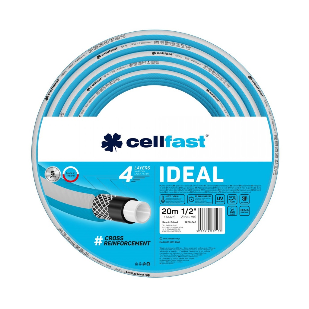 Furtun pentru grădină CELLFAST 4 straturi, IDEAL, 1/2" 20 m