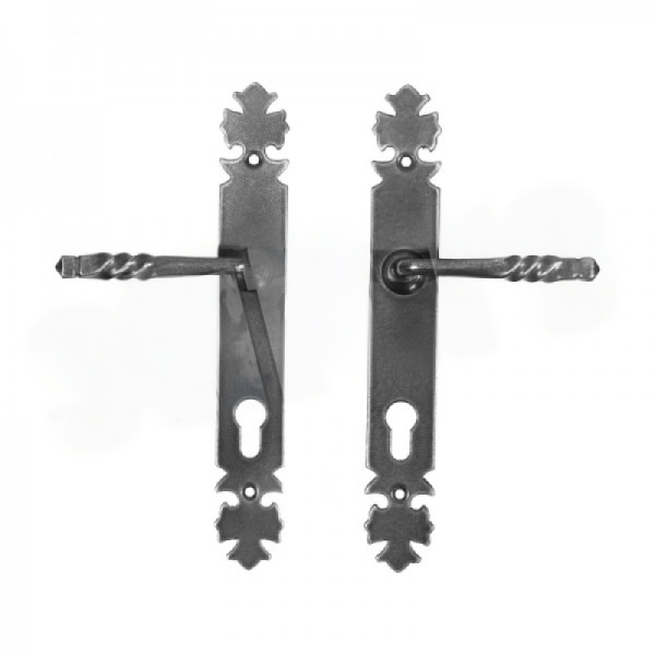 Set mânere metal 24-320 decorative pentru porți și uși cu șild, 300x40x2 mm 