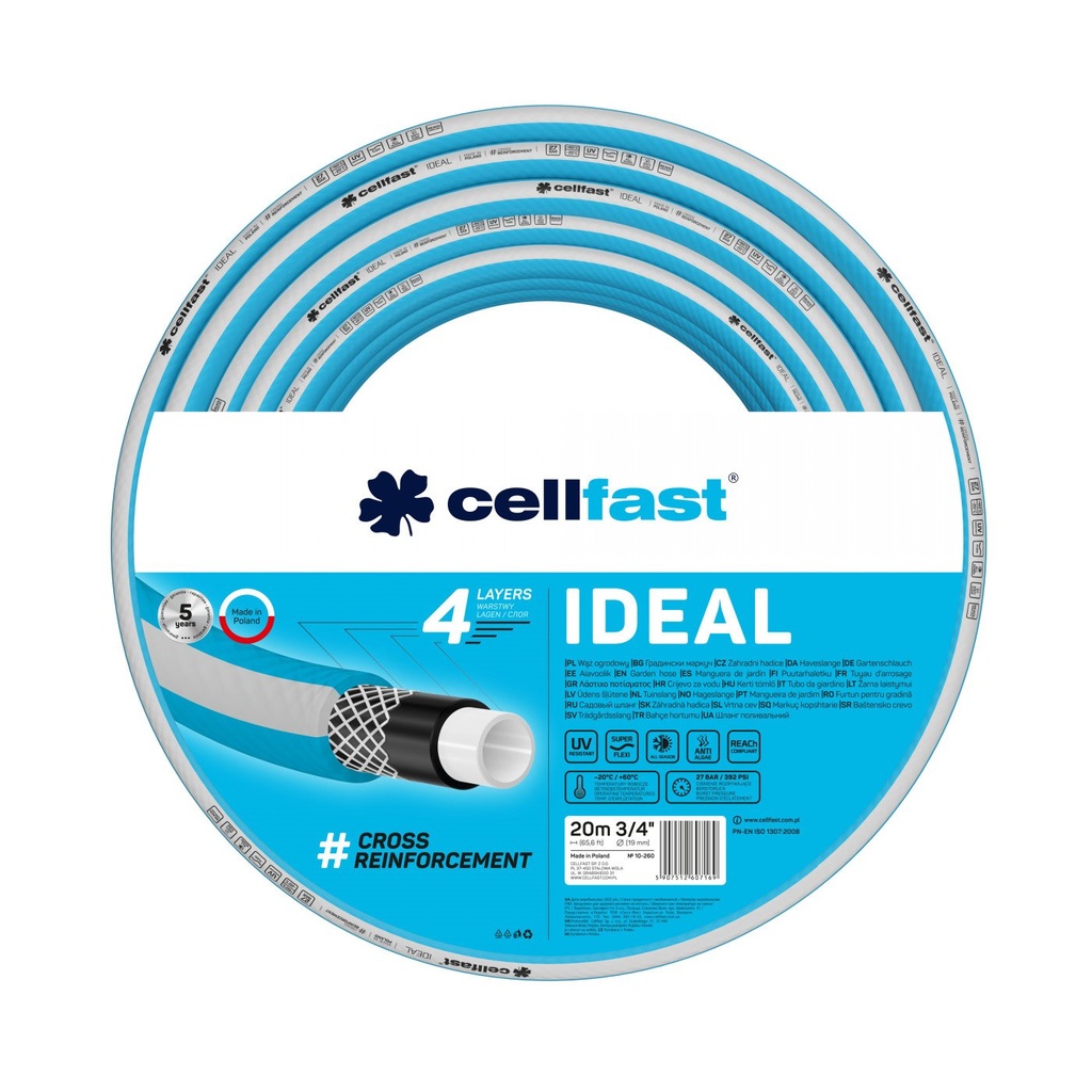 Furtun pentru grădină CELLFAST 4 straturi, IDEAL, 3/4" 20 m