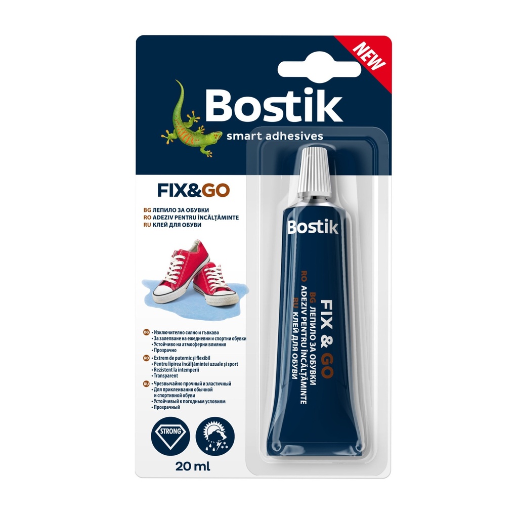 Adeziv rapid pentru încălțăminte Bostik Fix & Go transparent, 20 ml