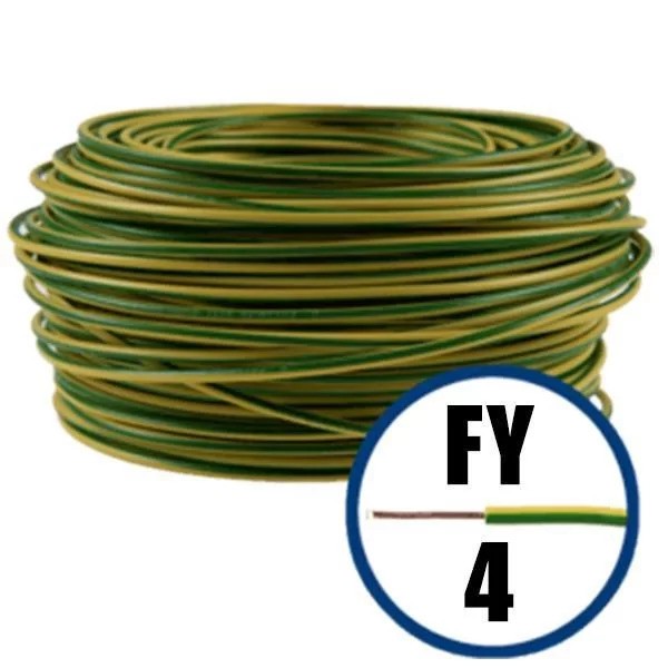 Conductor electric FY (H07V-U) 4 mmp, izolație PVC, galben-verde