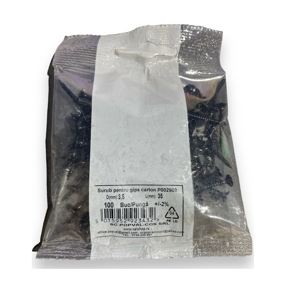 [P002909] Șurub autofiletant TN pentru gipscarton, Ø 3.5X35 mm PH2, 100 bucăți