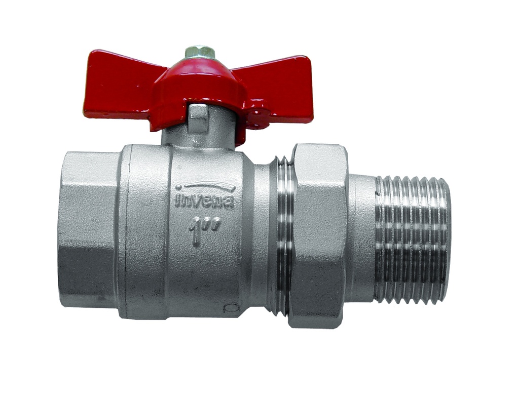 Robinet de trecere cu sferă și fluture, racord olandez D.1/2” fe