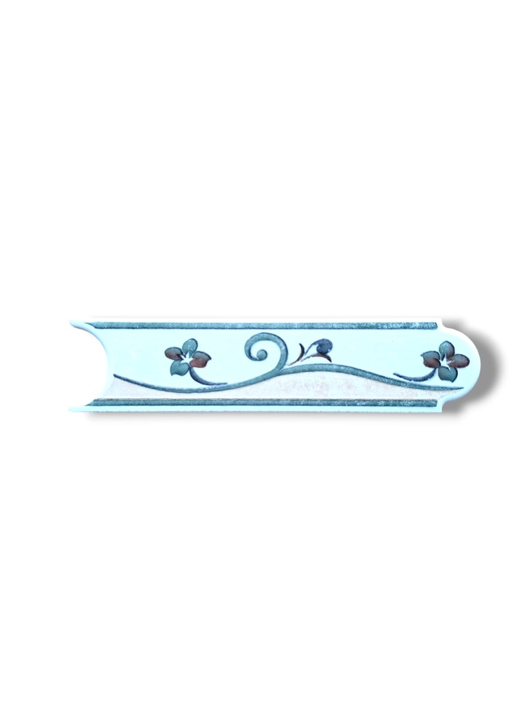 List ceramic decor 200x50 mm, flori, alb, maro