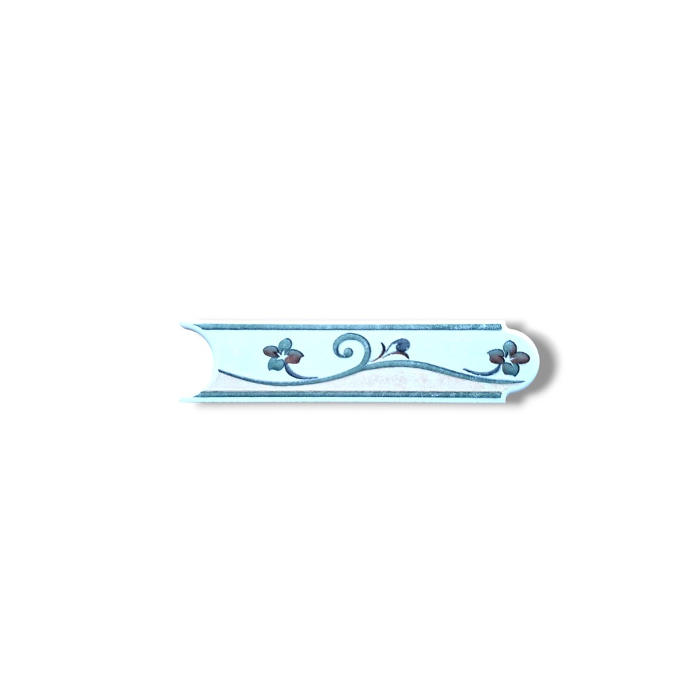 List ceramic decor 200x50 mm, flori, alb, maro