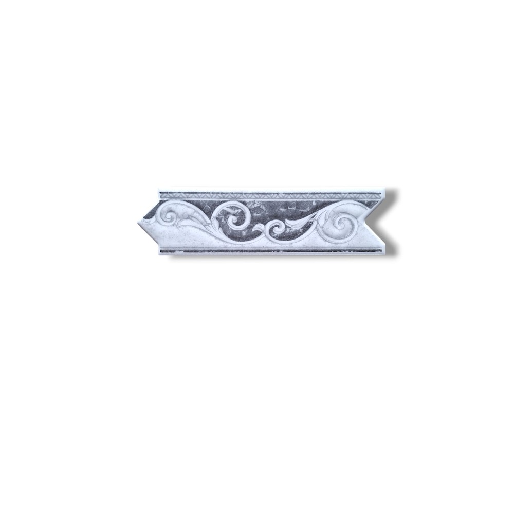 List ceramic decor 200x60 mm, alb, grey