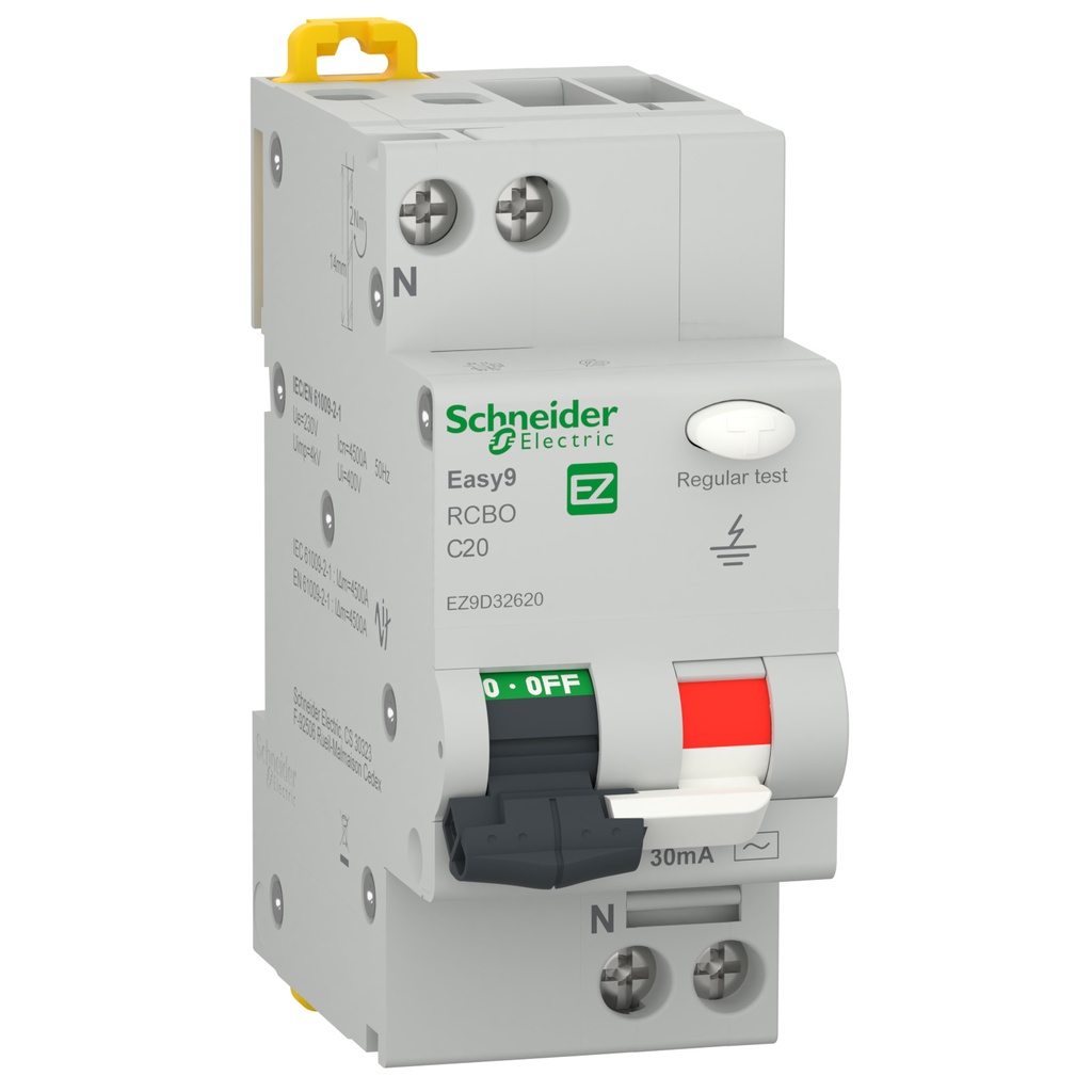 Întreruptor automat cu protecție diferențială Schneider Easy9 RCBO 1P+N 10A 4,5kA/30mA, curbă C