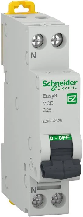 Întrerupător automat 1P+N Schneider 25A Easy9 modular EZ9P32625 curbă C, 4500 A
