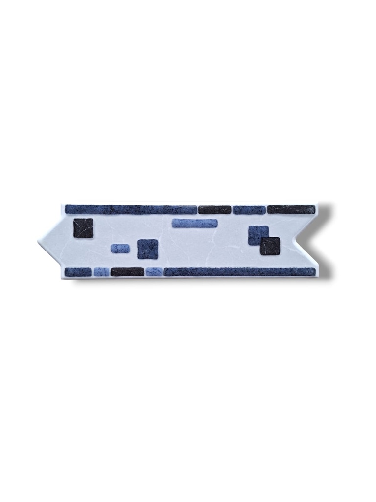 List ceramic decor 200x60 mm, figuine, albastru, gri, alb