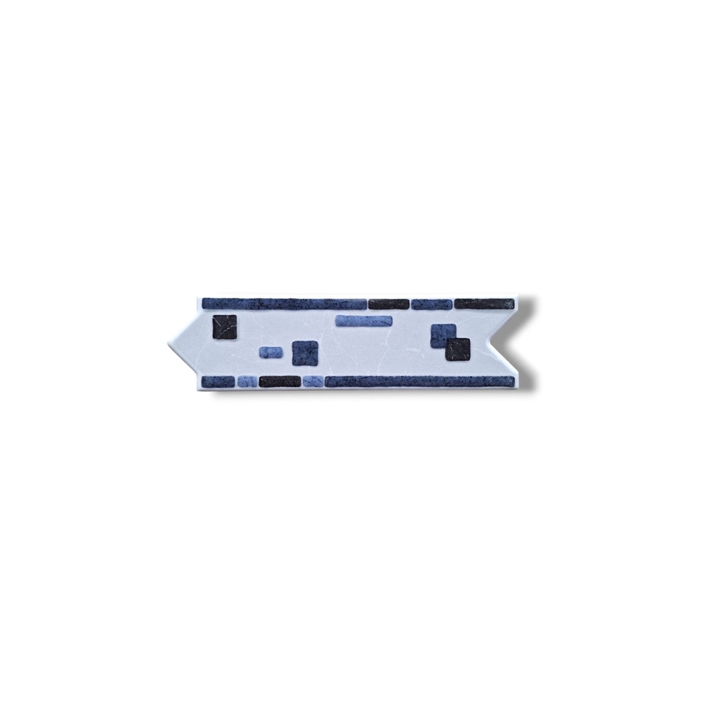 List ceramic decor 200x60 mm, figuine, albastru, gri, alb