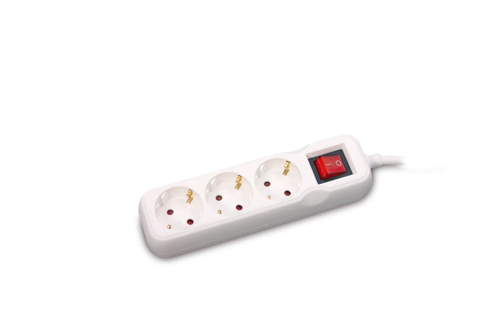 Prelungitor electric Inlet 3 prize 3ml alb cu întrerupător, cablu 3x1mm²