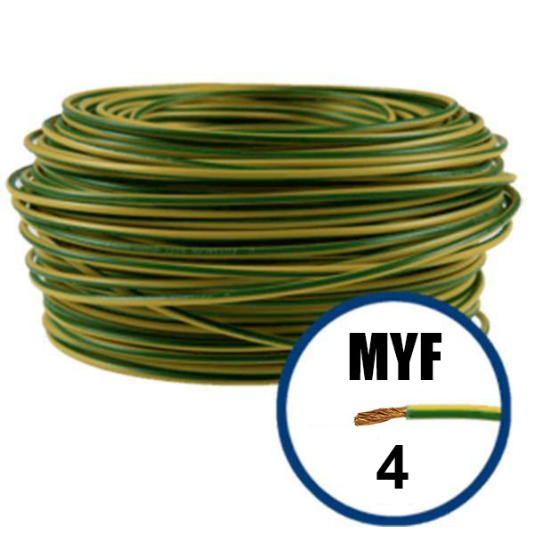 Cablu electric MYF (H05V-K) 4 mm, izolatie PVC, galben-verde