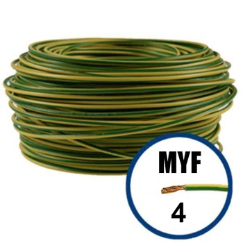Conductor electric MYF (H05V-K) 4 mmp, izolaţie PVC, galben-verde