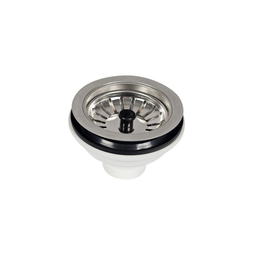 Ventil pentru chiuvetă 3236 cu grătar din inox, fără preaplin, 3”1/2x1”1/2