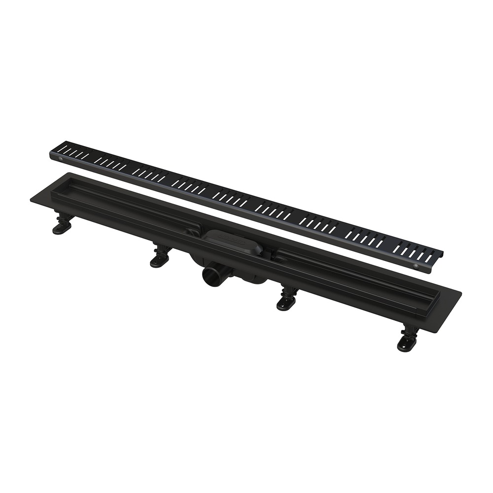 [P009736] Rigolă/Canal de scurgere pentru duş APZ10BLACK cu margine pentru grătar perforat, negru-mat