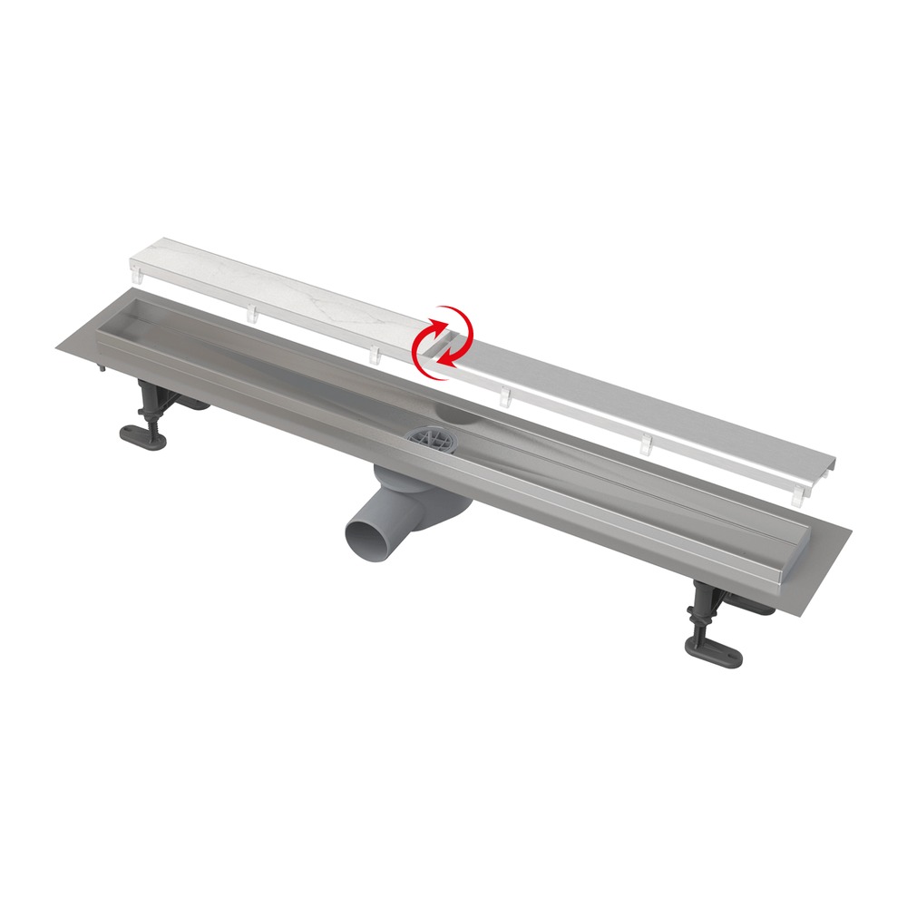 [P007199] Rigolă/Canal de duș APZ13-DOUBLE9 cu grătar reversibil, oțel inoxidabil, 55 cm