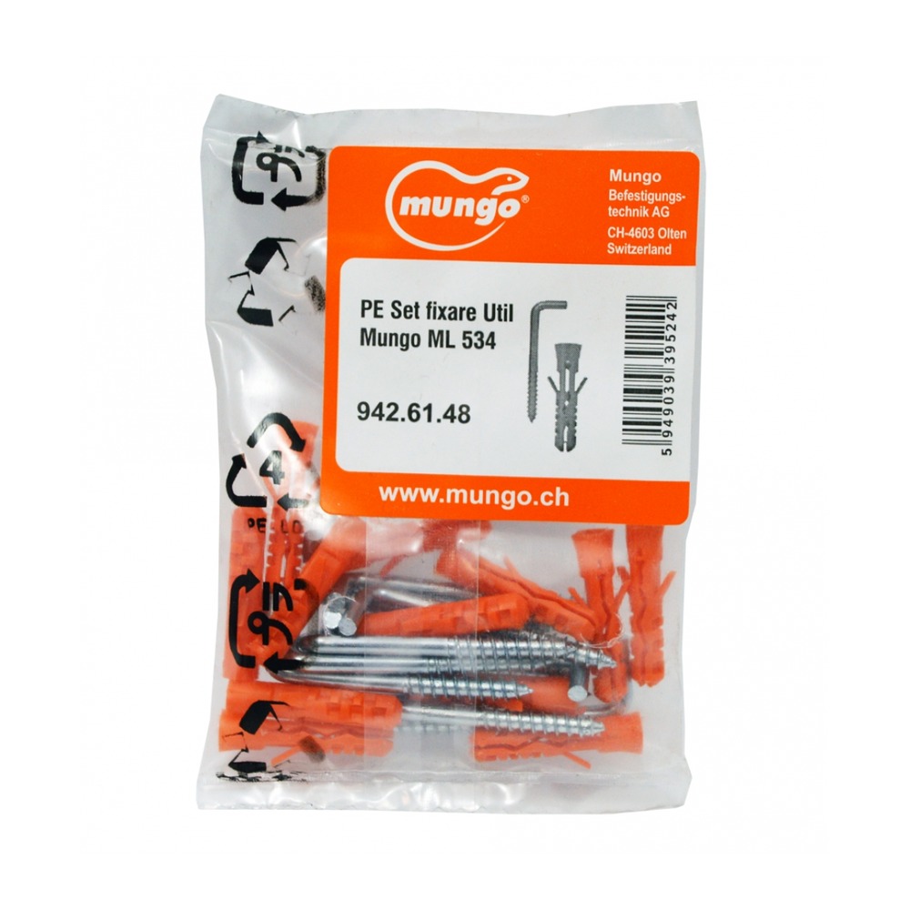 Set fixare Util Mungo cu diblu si agatator tip L- ML 534 - 12 buc