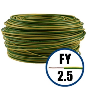 Conductor electric FY (H07V-U) 2.5 mmp, izolație PVC, galben-verde