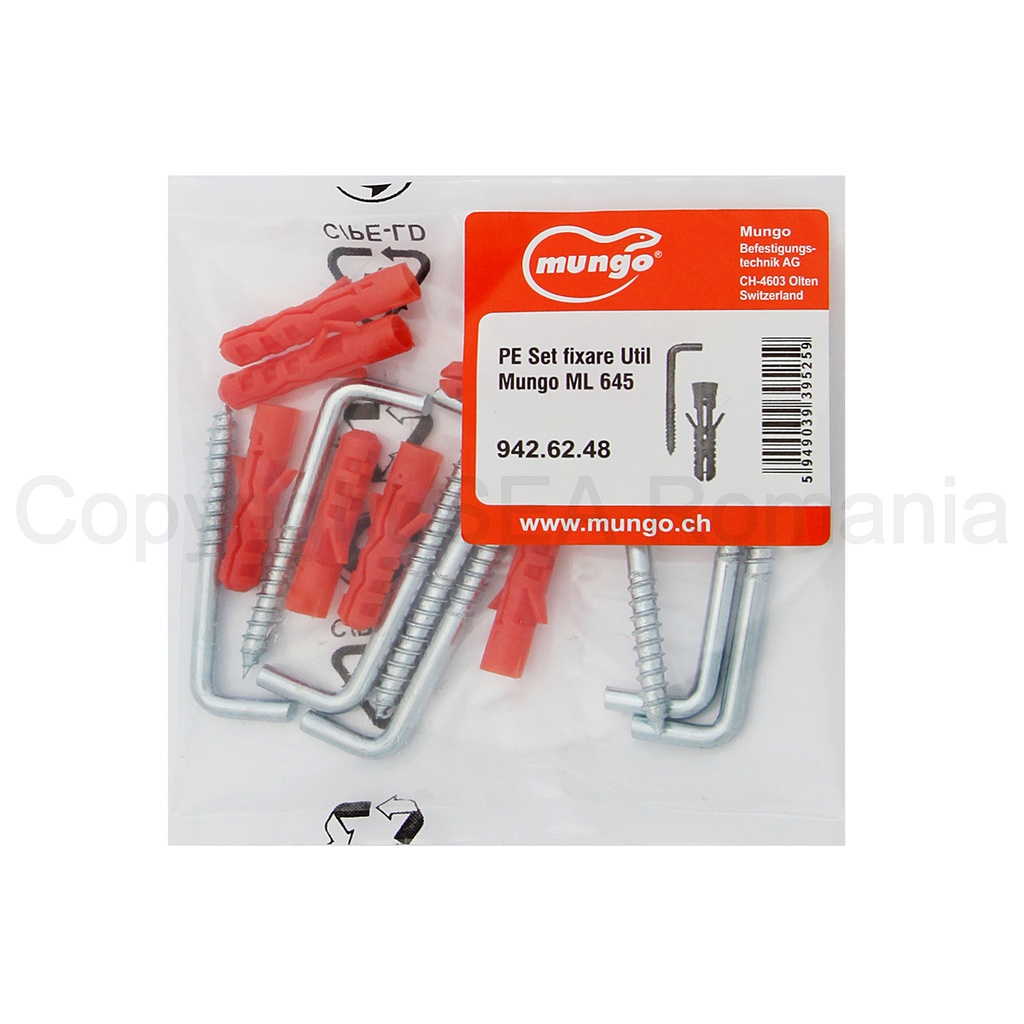 Set fixare Util Mungo cu diblu si agatator tip L- ML 645 - 8 buc