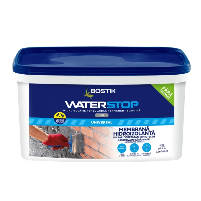 Soluție pentru hidroizolație Bostik Mem Water Stop gri, 6 kg