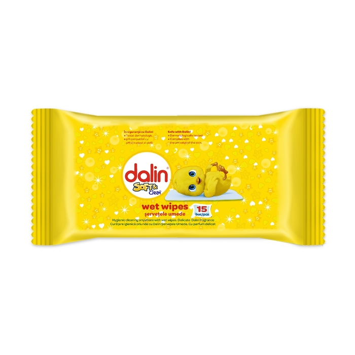 Șervețele DALIN Soft&Clean umede, 15 buc