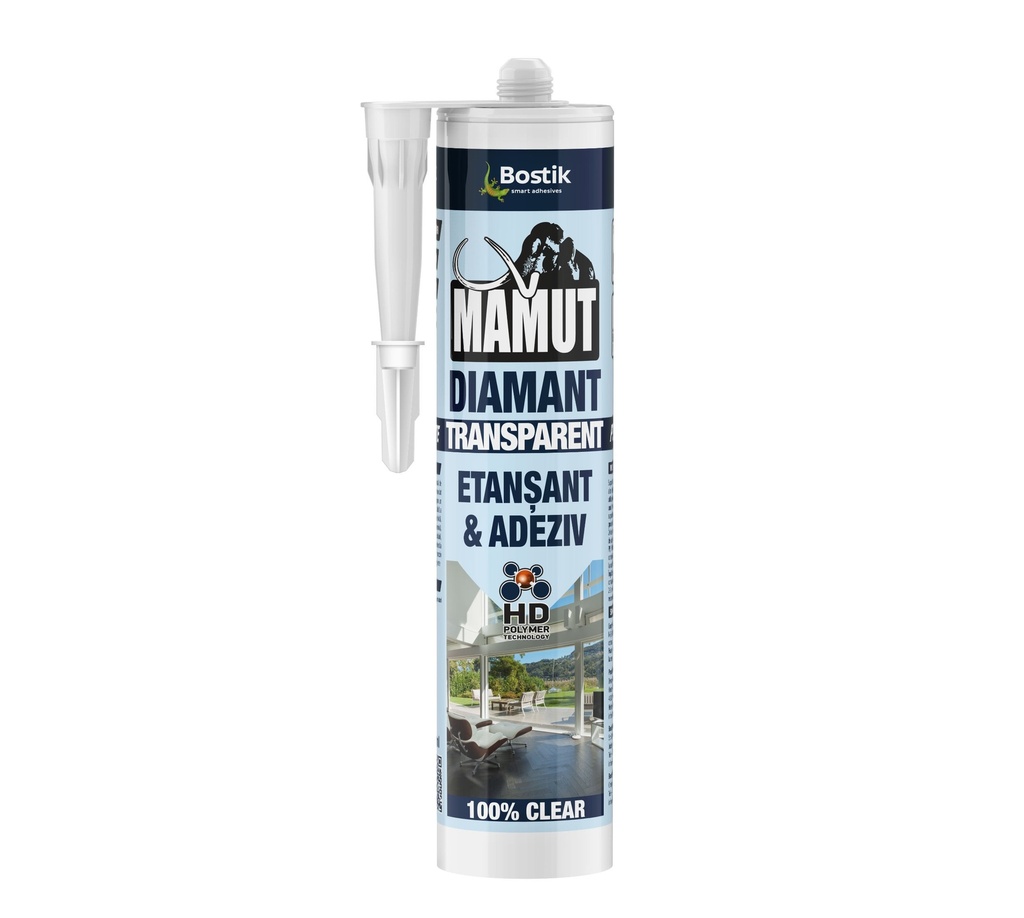 Adeziv etanșant pentru suprafete multiple Bostik Mamut Diamant transparent, 290 ml