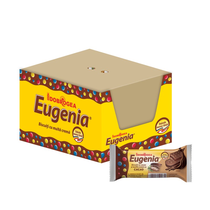 Biscuiti EUGENIA cu cacao si crema cu cacao, 36 gr