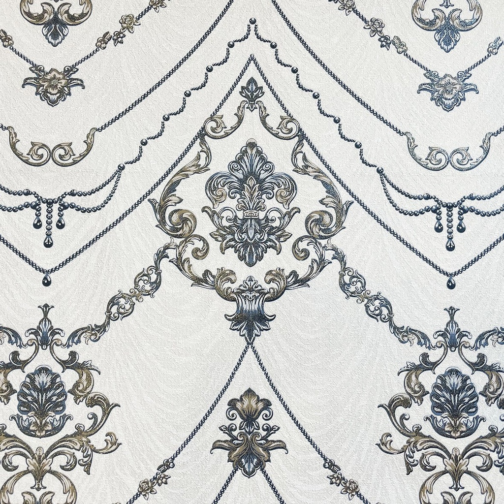 Tapet de vinil Lankaran ,  decor , alb argintiu albasru ,  1416/2 , 10.05 mp/rola