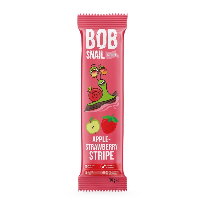Banda din fructe, BOB SNAIL Stripe, gustare din fructe, cu mere si capune, 14 gr