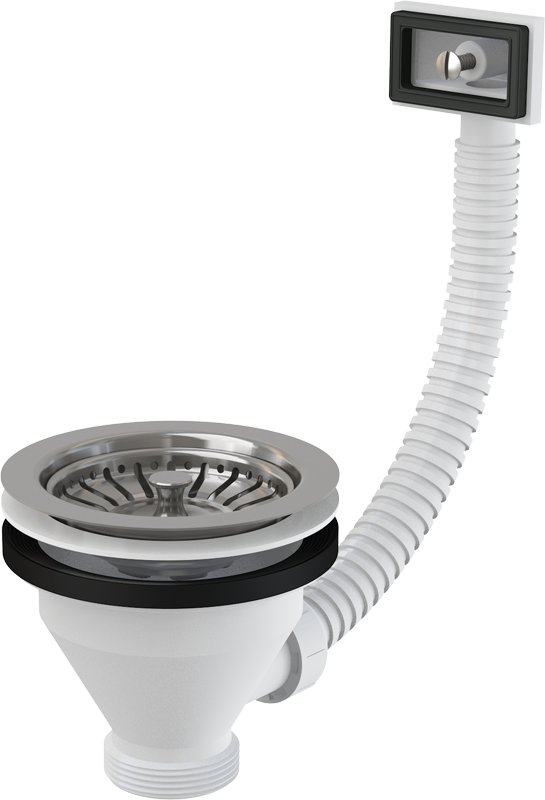 Ventil pentru chiuveta bucatarie Alcaplast A38 6/4", cu sita din otel inoxidabil DN115, si preaplin flexibil