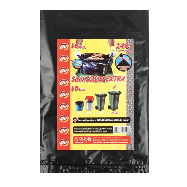 Saci menajeri negri rezistenți,110x125 cm, 240 l, 10 buc