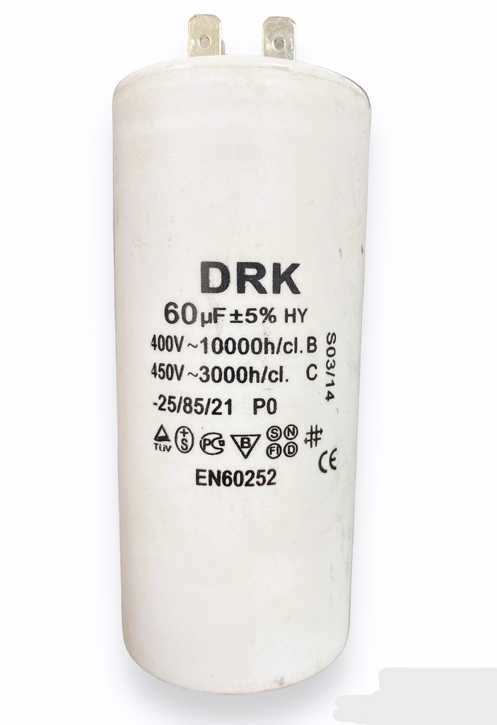 Condensator pornire motor 60 µF 400V-450V, cu pin