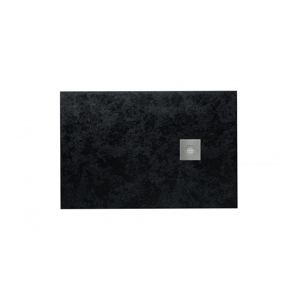 [P009827] Cădiță de duș dreptunghiulară slim Alux Stone, Black (9005), 100x80 cm 