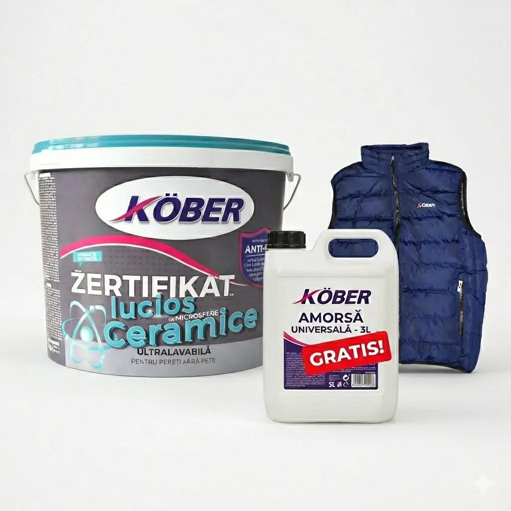 Vopsea ultralavabilă mat albă Zertifikat cu microsfere ceramice, interior/exterior, 15 l +1 vestă cadou + amorsă 3 l gratis