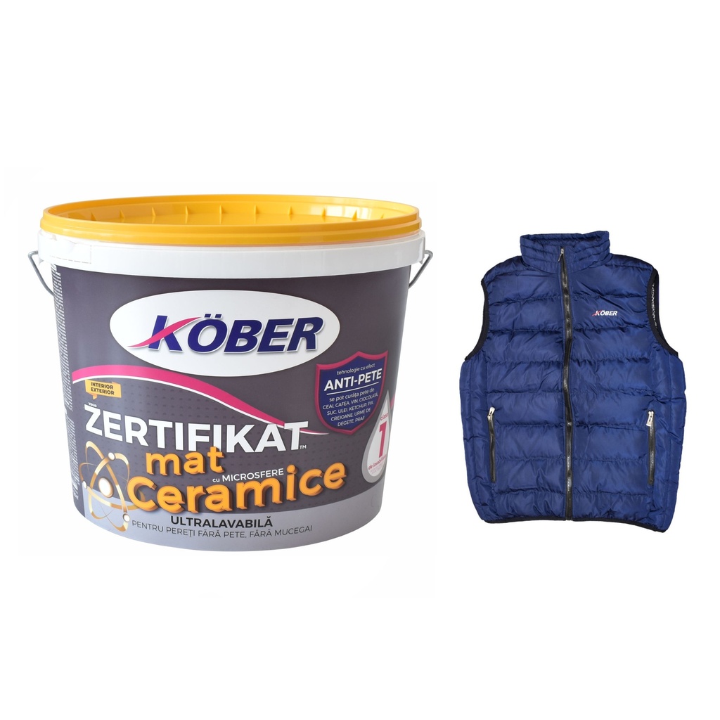 Vopsea ultralavabilă mat albă Zertifikat cu microsfere ceramice, interior/exterior, 15 l +1 vestă cadou + amorsă 3 l gratis