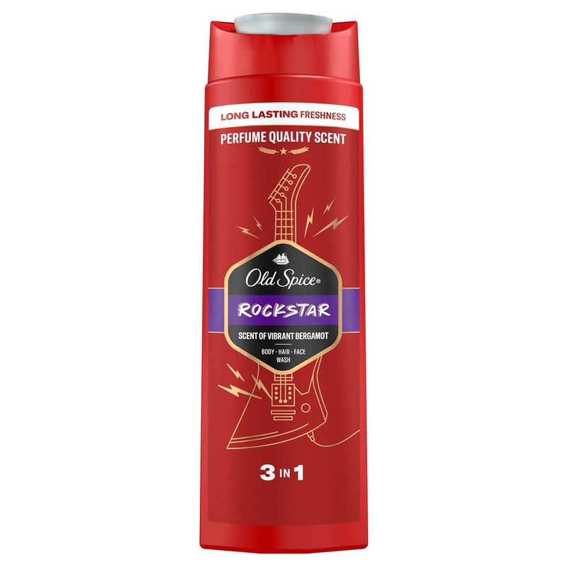 Gel de duș OLD SPICE Rockstar 3 in 1 pentru corp păr si față, 400 ml