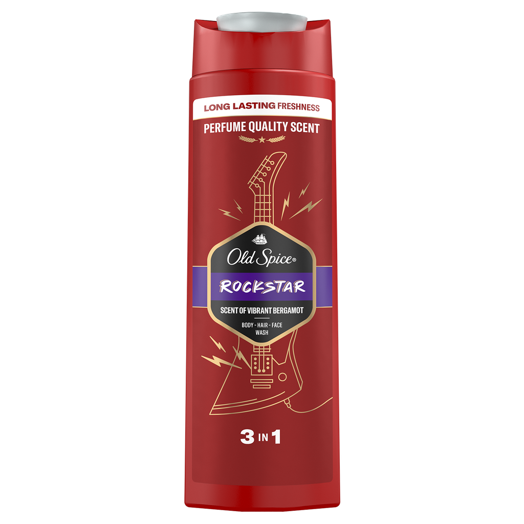 Gel de duș OLD SPICE Rockstar 3 in 1 pentru corp păr si față, 400 ml
