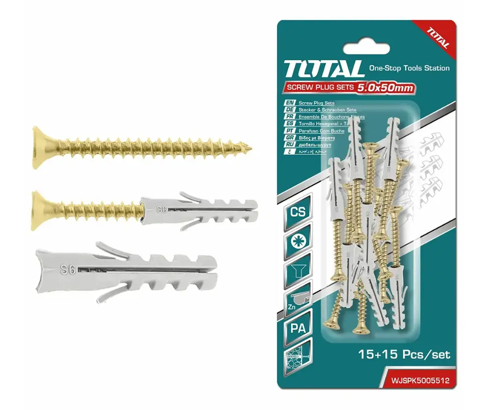 Set dibluri cu suruburi TOTAL - 10 buc, set - ST5.0x50mm