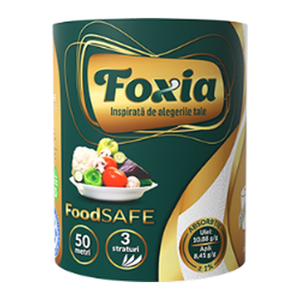 Prosop hârtie FOXIA, monorolă, 3 straturi, H 22, 50 m