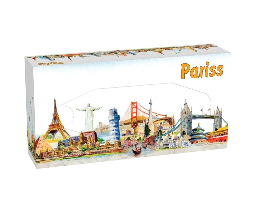 Șervețele faciale Pariss din hârtie, dublă deschidere, 100 foi